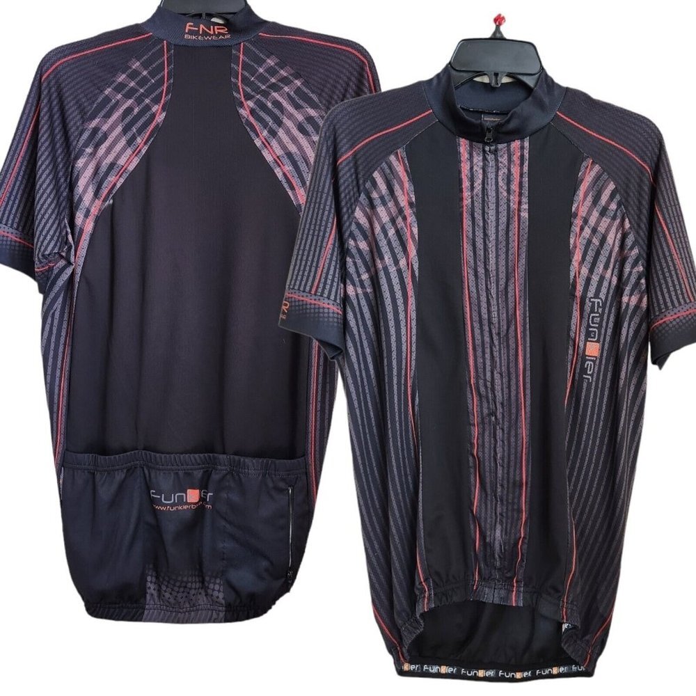 Funkier Bike Black Cycling Jersey Short‎ Sleeve Shirt Size L